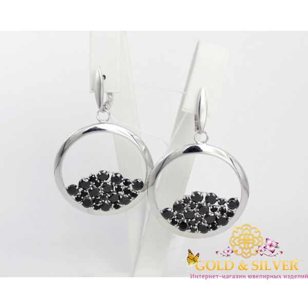 Жіночі сережки срібні "Авангард" чорні 2880рч , Gold &amp Silver Gold & Silver, Украина